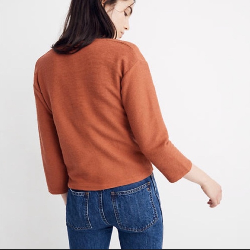 Madewell Texture & Thread Rust Ribbed Tie Front T… - image 4